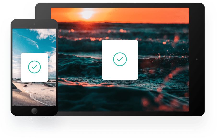 both an iPad and an iPhone with a check sign on the screen